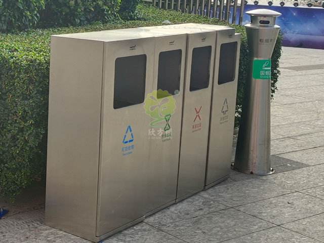 歡樂(lè)海岸城市景觀(guān)戶(hù)外不銹鋼抽屜式分類(lèi)垃圾箱定制